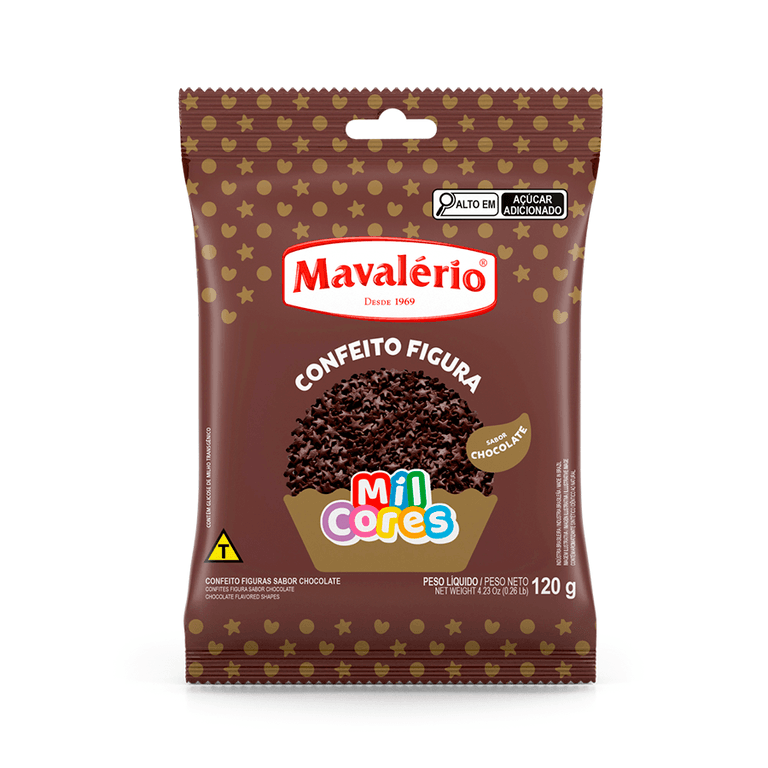 CONFEITO MAVALERIO FIGURA SABOR CHOCOLATE 120 GRAMAS FORMATO ESTRELA